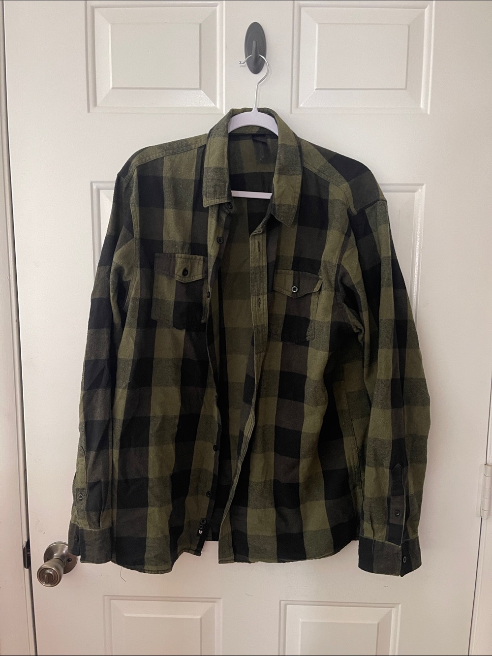 burnside Olive Green & Black Plaid Button-Down Shirt